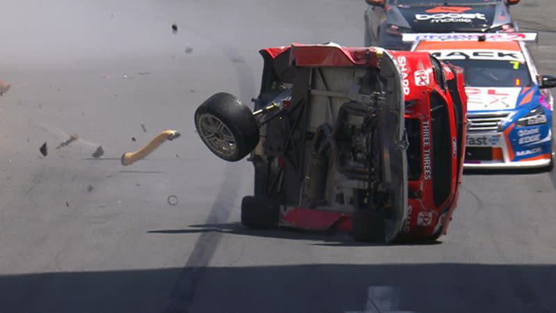 Scott McLaughlin, pictured here after his horror crash at the Gold Coast 600.