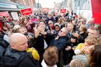 Liberal leader and Canadian Prime Minister Justin Trudeau visits a local restaurant during an election campaign visit to Tilbury