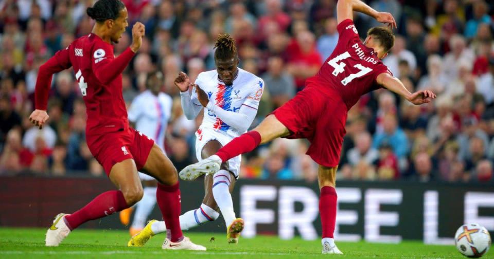 Liverpool defender Nat Phillips fails to block a shot Credit: PA Images