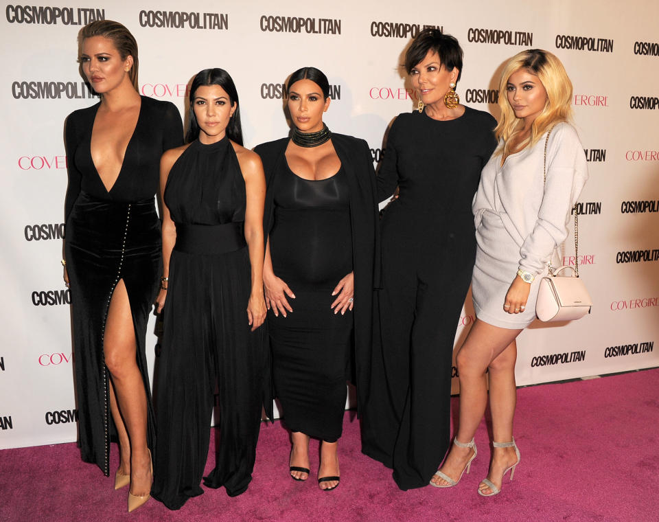 Khloé, Kourtney, Kim, Kris, and Kylie at Cosmopolitan magazine’s 50th birthday celebration in West Hollywood, Calif., Oct. 12, 2015.