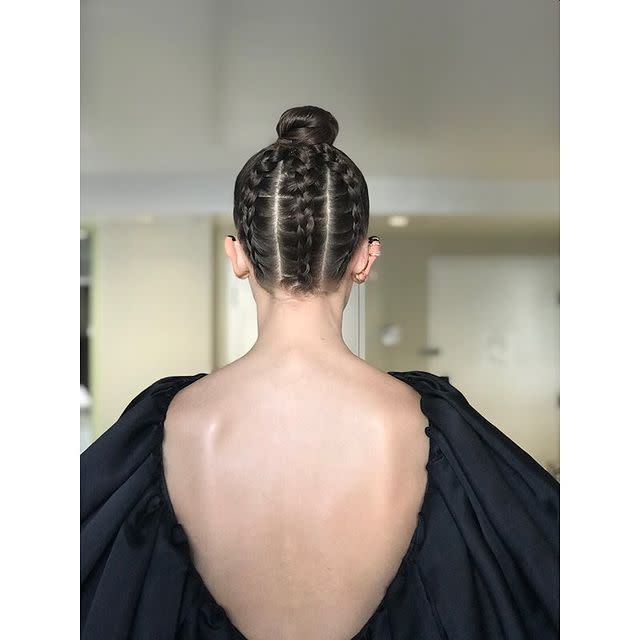 <p>With precise proportions, this trio of braids, leading to a high bun, is a head-turner.</p><p><a href="https://www.instagram.com/p/BdqvwQRneOO/" rel="nofollow noopener" target="_blank" data-ylk="slk:See the original post on Instagram" class="link ">See the original post on Instagram</a></p>