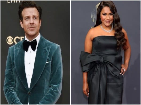 Jason Sudeikis and Mindy Kaling at the Emmys 2021 red carpet (Image source: Instagram)