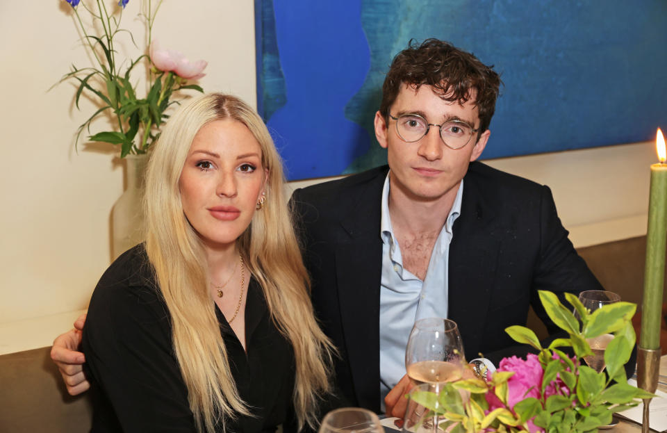 LONDON, ENGLAND - JUNE 17:  Ellie Goulding and Caspar Jopling attend a private view, dinner and auction of multi-disciplinary artist Lily Lewis' new collection 