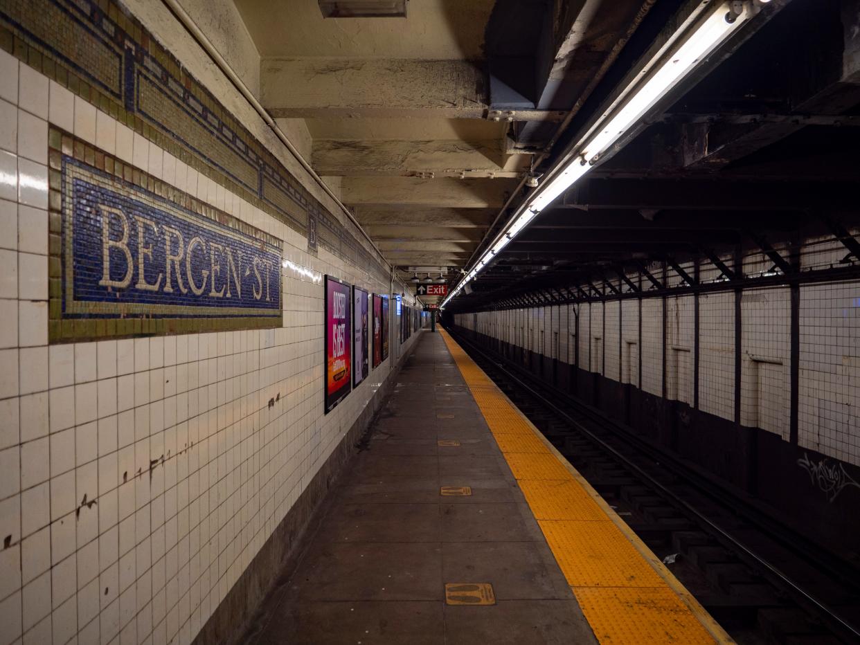 The Bergen Street station Bergen Street and Flatbush Avenue in Park Slope, Brooklyn.
