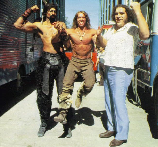 Wilt Chamberlain, Andre the Giant and Arnold Schwarzenegger