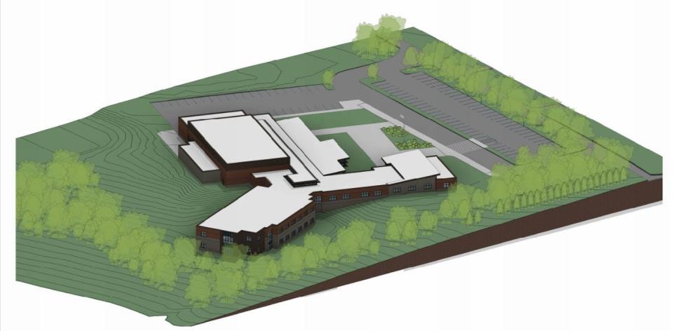 Rendering of the new grades 5-8 school in the South Hunterdon Regional School District.