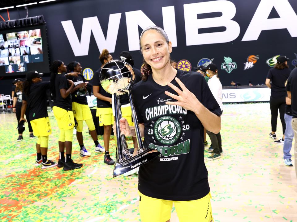 Sue Bird wins her fourth WNBA Championship against the Las Vegas Aces, in Palmetto, Florida, October 6, 2020.