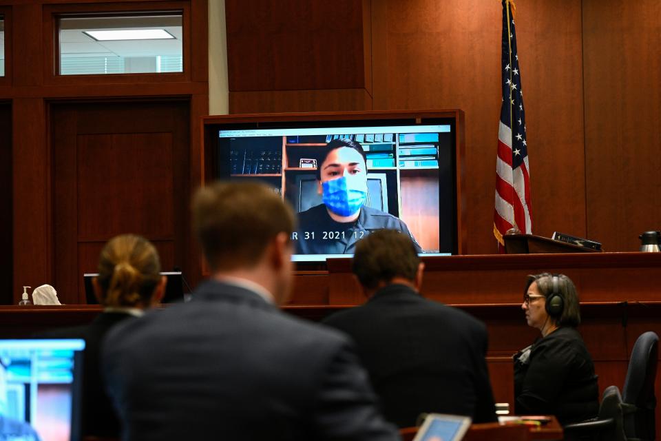 Officer Melissa Saenz testifies in pre-recorded deposition during the trial at the Fairfax County Circuit Court in Virginia (AP)