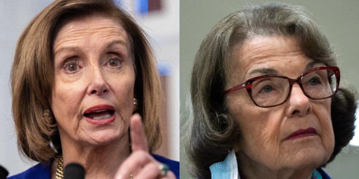 House Speaker Nancy Pelosi and Democratic Sen. Dianne Feinstein of California.