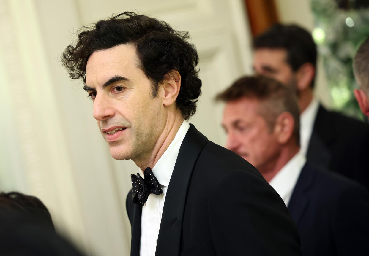 Sacha Baron Cohen attends a reception for the 2022 Kennedy Center honorees hosted by U.S. President Joe Biden, at the White House on December 04, 2022 in Washington, DC. This year's honorees include actor and filmmaker George Clooney; singer-songwriter Amy Grant; singer Gladys Knight; composer Tania León; and Irish rock band U2, comprised of band members Bono, The Edge, Adam Clayton, and Larry Mullen Jr. (Photo by Kevin Dietsch/Getty Images)