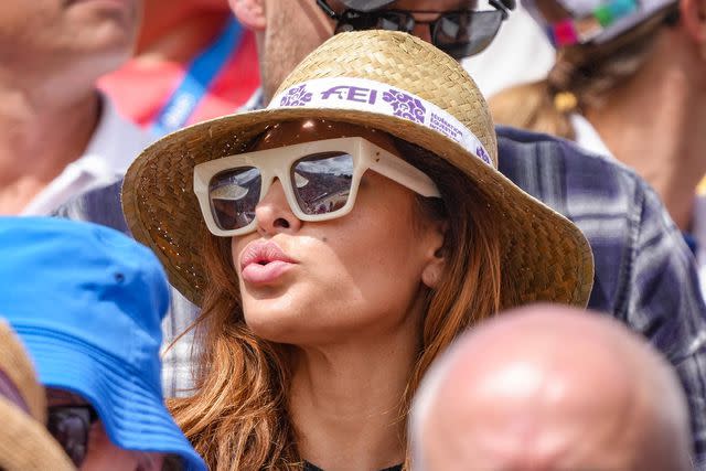 <p>AbacaPress / SplashNews.com</p> Eva Mendes seen at the Chateau de Versailles on Aug. 4, 2024 during the Paris Olympics