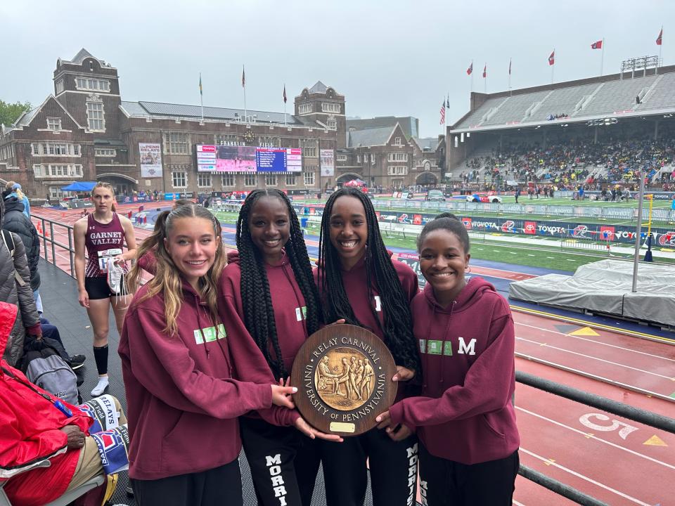 The Morristown girls 4x400 -- Claire Annuik, Aaliyah Murphy, Ester Kirk and Nia Freeman -- won their Penn Relays heat for the second year in a row.