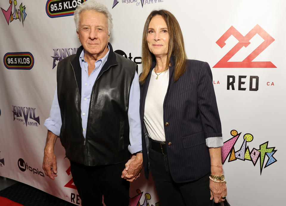 <p>Dustin Hoffman and wife Lisa hit the red carpet as Utopia presents the world premiere of <em>Anvil! The Story of Anvil </em>at the Saban Theatre in Beverly Hills on Sept. 22. </p>