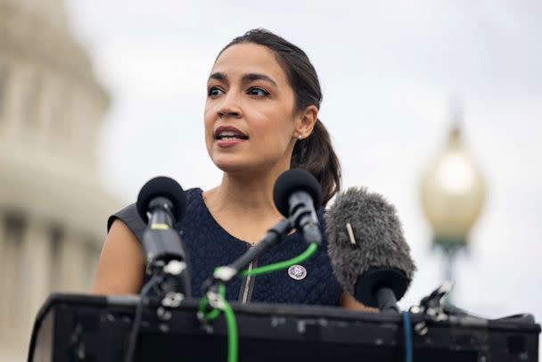 PHOTO: Rep. Alexandria Ocasio-Cortez speaks in front of the U.S. Capitol on July 28th, 2022. (Nathan Posner/Anadolu Agency via Getty Images)