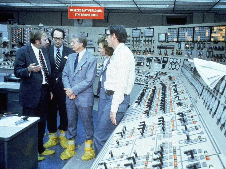 President Jimmy Carter with plant officials in Three Mile Island in 1979.