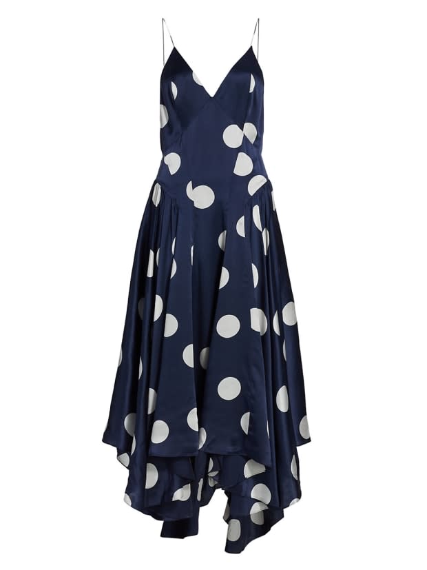 <p>Tove Maren Polka Dot Silk Dress, $258 (from $715), available here (sizes FR 34-40). </p>