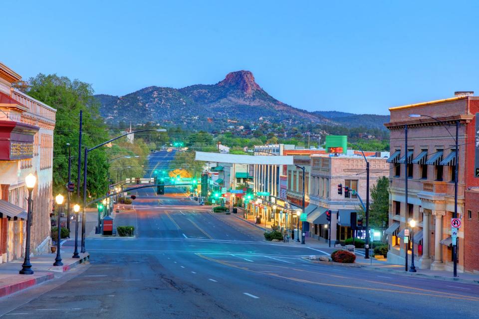 Prescott is a city in Yavapai County. Named after historian William H. Prescott, the city was designated as the capital of the Arizona Territory.