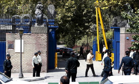 The convoy of British Foreign Secretary Philip Hammond enters the British Embassy in Tehran August 23, 2015. REUTERS/Raheb Homavandi/TIMA