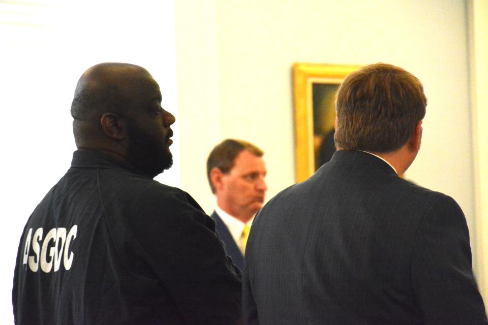 Jerry Rivers, at left, during a recent status conference hearing in Hampton County.