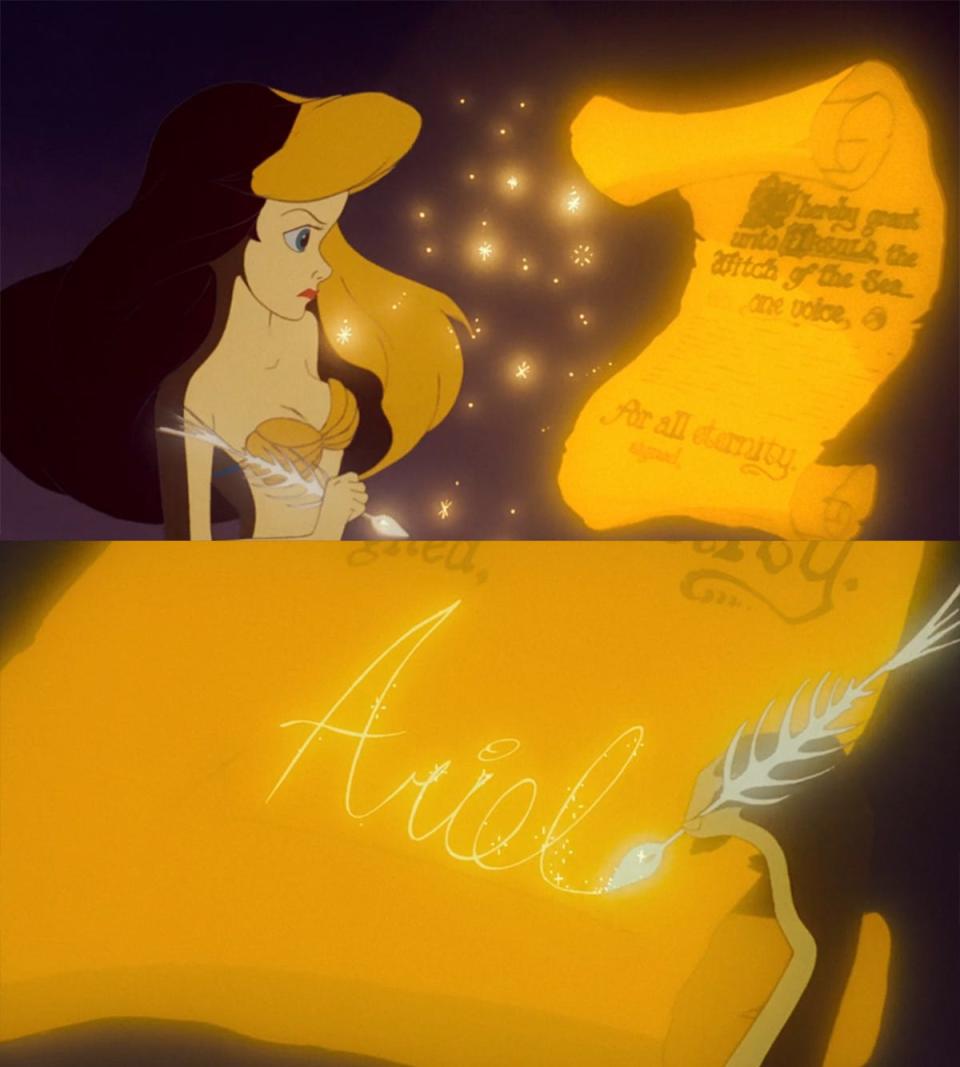 Ariel signs contract in The Little Mermaid