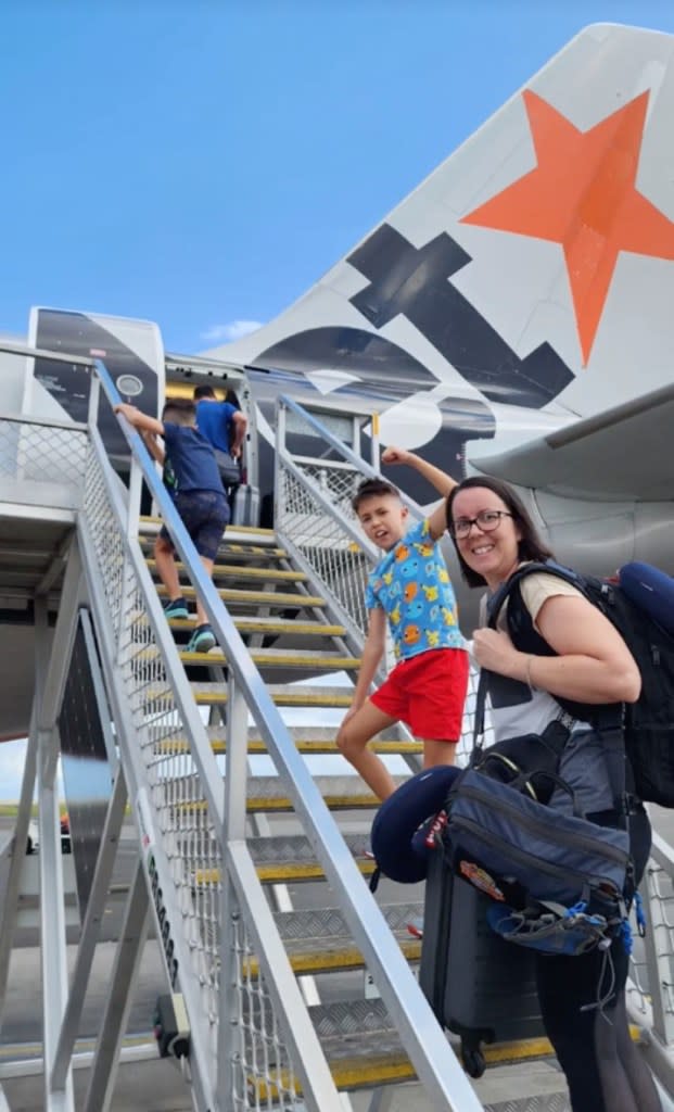 Mitchell shared the photo he took of his family, though he claims he’s never been kicked off a flight for taking pictures in the past. @themothfamily/TikTok