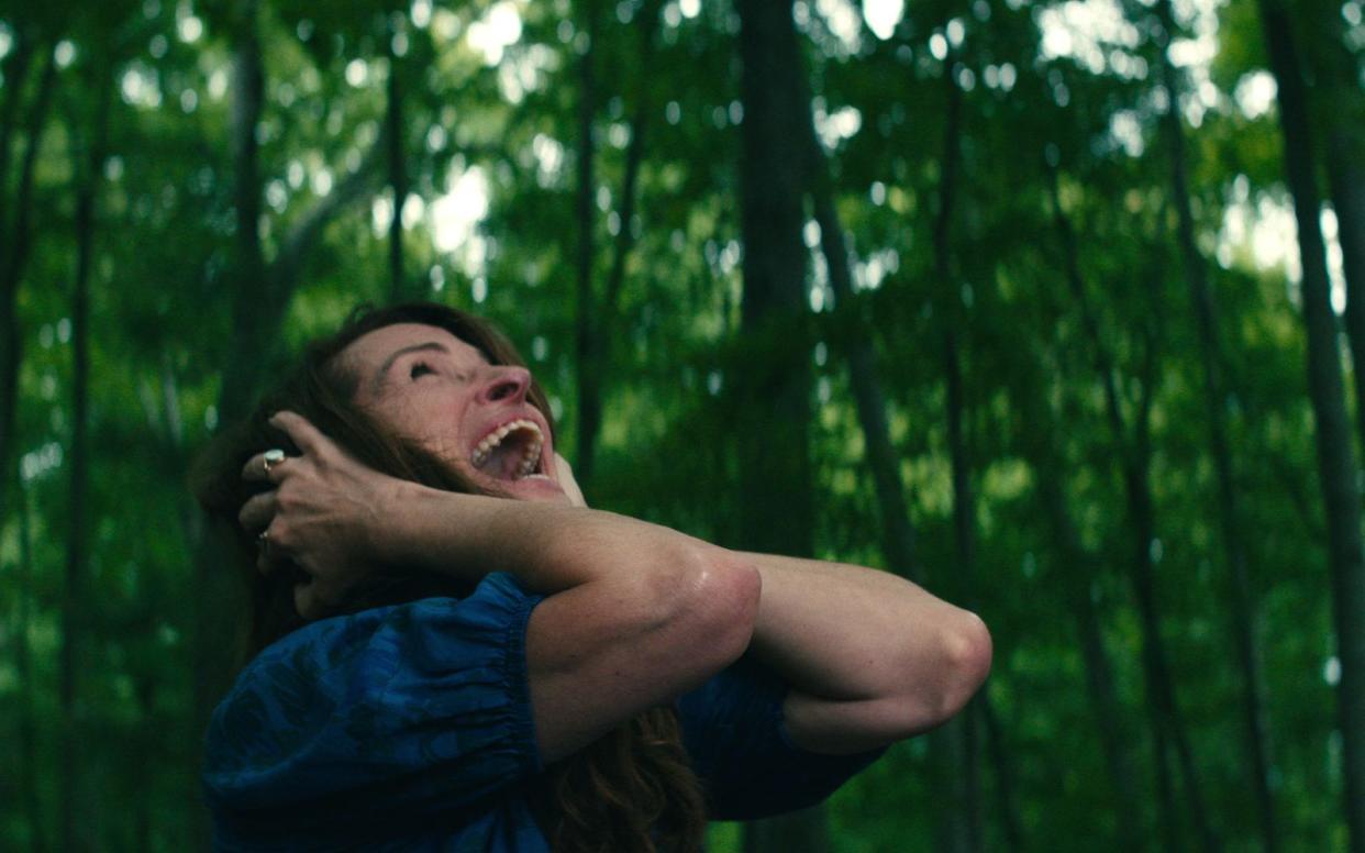 Amanda (Julia Roberts) hat im Wald, das ihr Ferienhaus umgibt, ein schreckliches Erlebnis. (Bild: ©2023 NETFLIX, INC.)