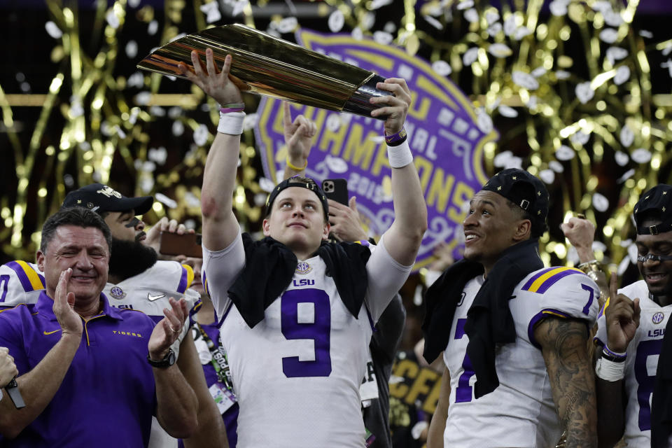 LSU's national championship marked the halfway point of the current CFP contract. (AP Photo/Sue Ogrocki)