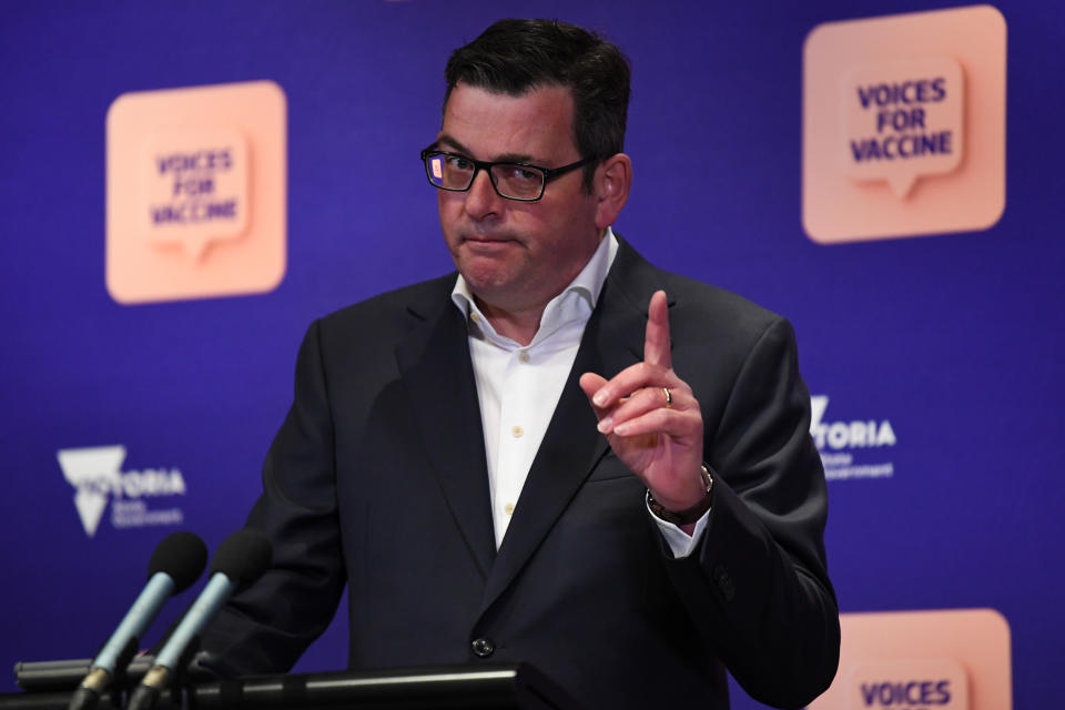 Victorian Premier Daniel Andrews addresses the media during a press conference in Melbourne, Tuesday, October 5, 2021. Source: AAP