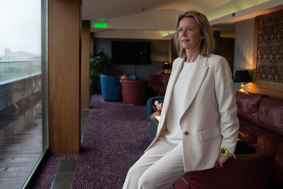Dutch Defense Minister Kajsa Ollongren poses for a portrait before an interview for the Kyiv Independent on March 20, 2024, in Kyiv. (Oleh Tymoshenko / The Kyiv Independent)