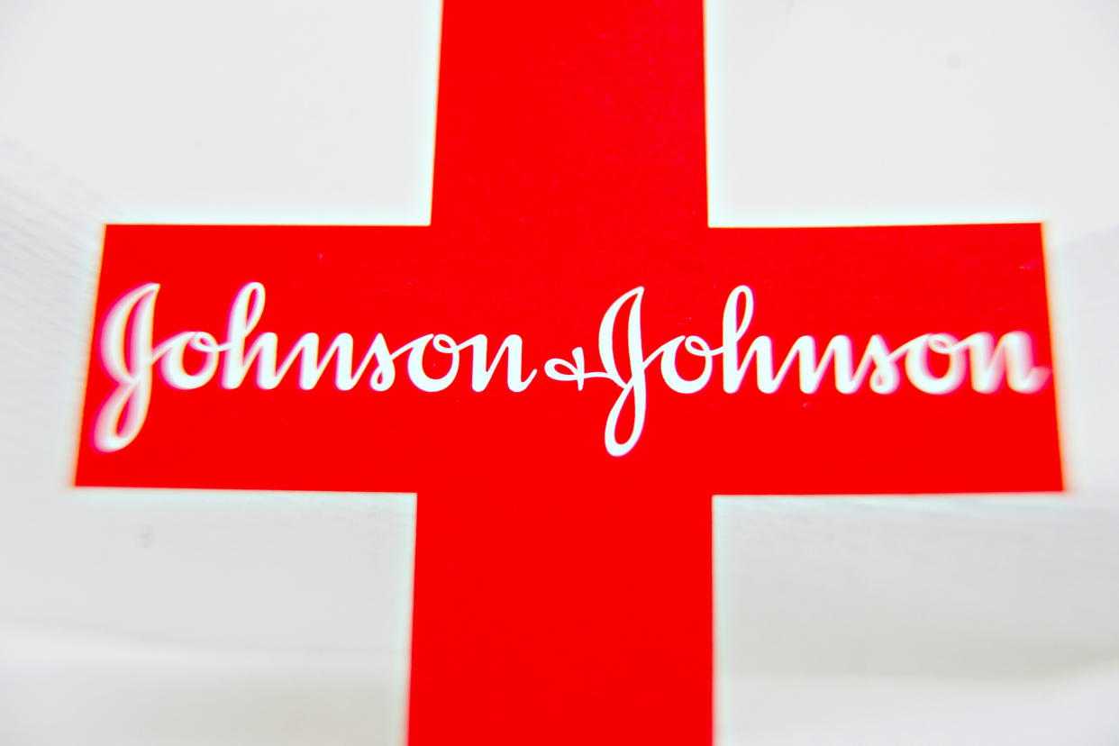 The logo of Johnson & Johnson is arranged for a photograph. Photo: Daniel Acker/Bloomberg