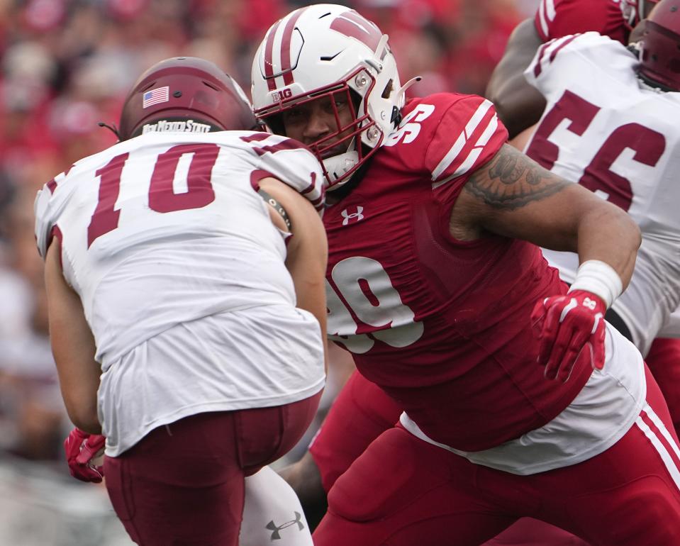 UW defensive end Isaiah Mullens is looking forward to his sixth season with the Badgers after suffering a knee injury last year.