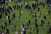 <p>A scene of the guests mingling in the garden.</p>