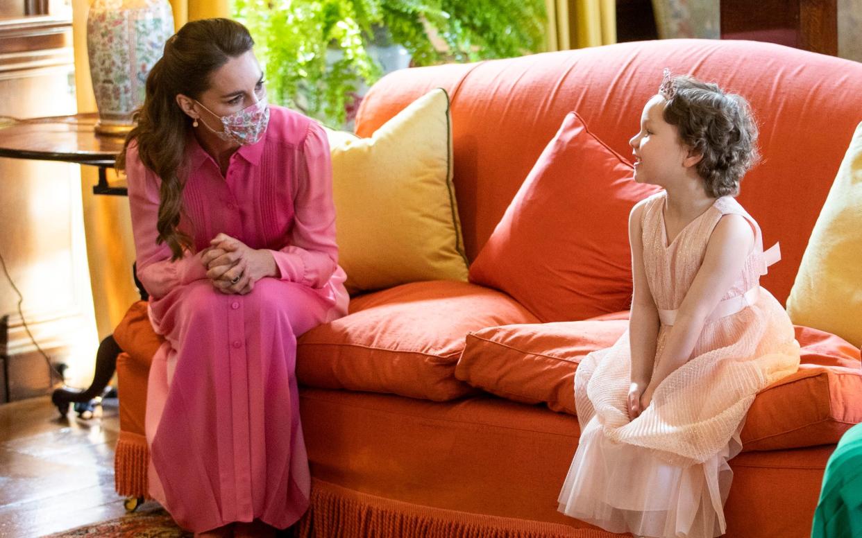 The Duchess of Cambridge meeting Mila Sneddon at the Palace of Holyroodhouse in Edinburgh - Jane Barlow/PA 