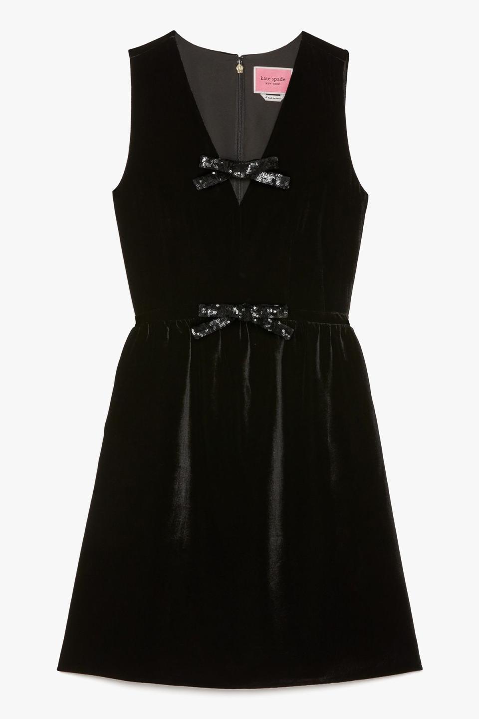 Sequin Bow Velvet Dress