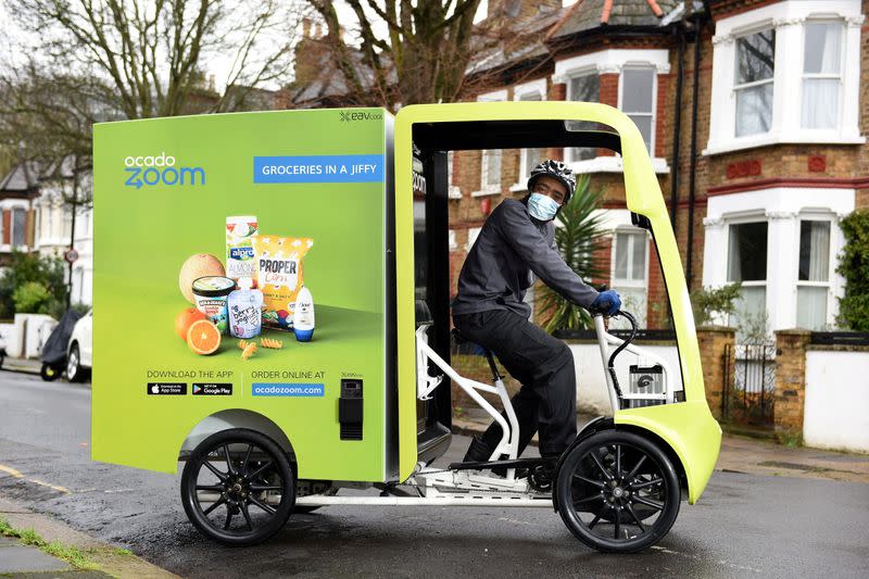 An Ocado Zoom electric assisted delivery vehicle in Acton, London