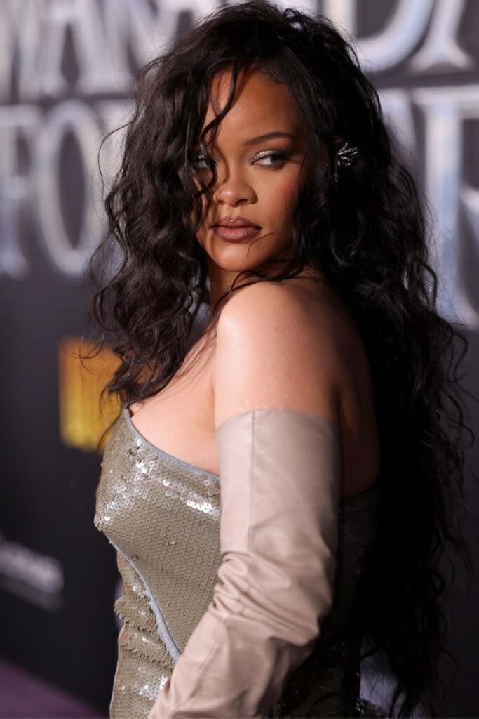 Rihanna attends the Black Panther: Wakanda Forever World Premiere at the El Capitan Theater in Hollywood, California on October 26, 2022.