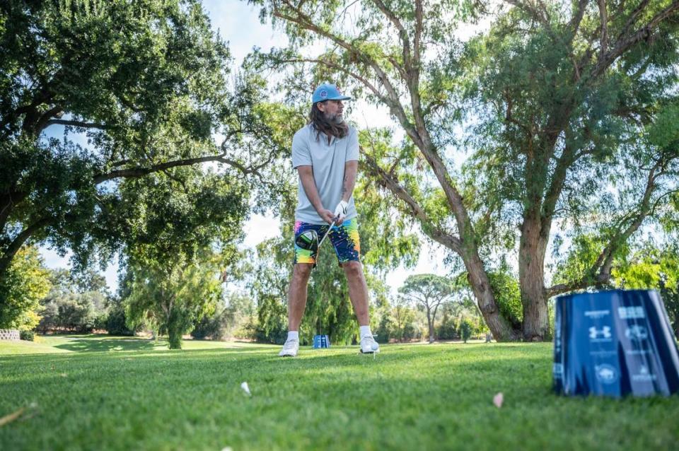 Former Sacramento Kings player Brad Miller participates in the third annual Phil Oates Celebrity Golf Classic on Monday at North Ridge Country Club in Fair Oaks.