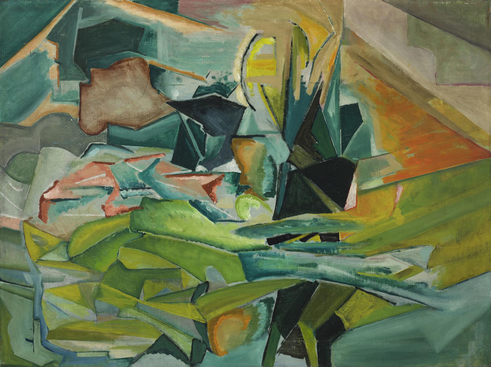 This photo copy of an oil on canvas painting "Abstraction-Landscape," by artist Charles Duncan, date unknown, is provided by Crystal Bridges Museum of American Art in Bentonville, Ark. The work is part of the Fisk Collection in which the museum shares a 50 percent stake with Fisk University in Nashville, Tenn. (AP Photo/Crystal Bridges Museum of American Art Fisk Collection, Charles Duncan)