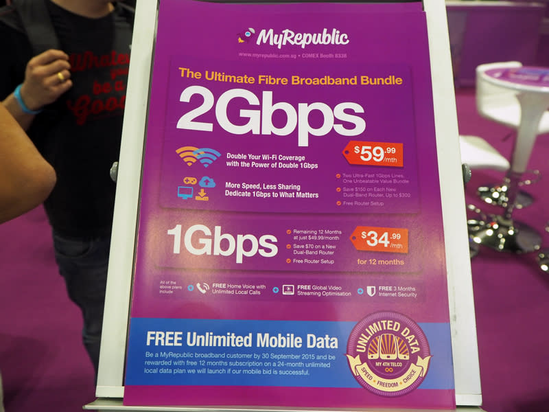 While technically a 1+1Gbps broadband bundle, MyRepublic is bringing the 2Gbps worth at only S$59.99/month, with free router setup. Unrelated, but there’s also the promise of free unlimited mobile data in the future, if users become a MyRepublic subscriber by 30 September 2015 and stay as such until they become the 4th telco in Singapore. It’s all about the potential gains with them.