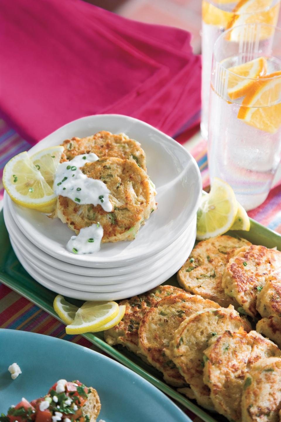 Mini Crab Cakes With Garlic-Chive Sauce