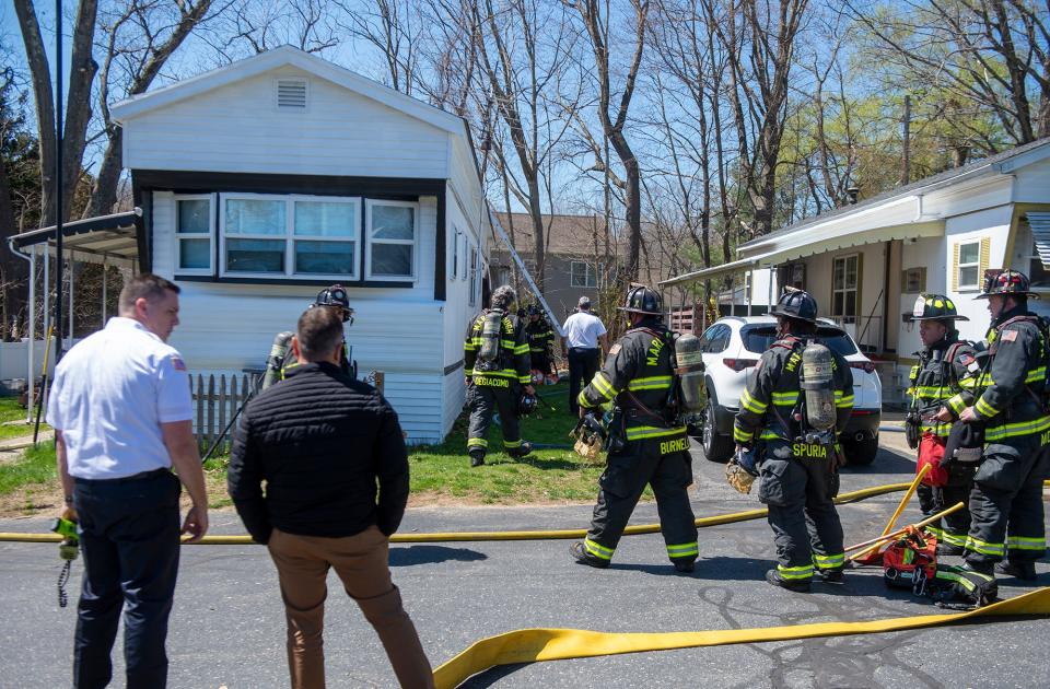 Marlborough firefighters quickly extinguished a structure fire at 30 J.P. Ave. at Carl Ave., within the Post Road Mobile Home Park off Route 20, April 23, 2024.