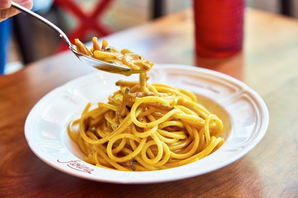 On the menu at Fiolina Pasta House in Boca Raton: Roman bucatini alla carbonara.