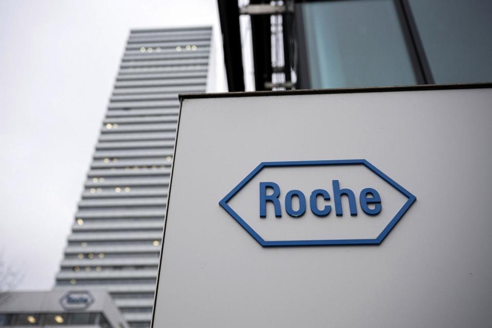 PHOTO: A logo at the Roche Holding AG headquarters in Basel, Switzerland, Feb. 1, 2024. (Pascal Mora/Bloomberg via Getty Images)