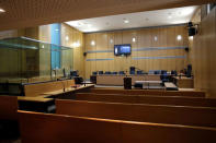 The courtroom is seen before the opening of the trial of Ilich Ramirez Sanchez, known as Carlos the Jackal, in Paris, France March 13, 2017. Carlos the Jackal is appearing in a Paris court for a deadly 1974 attack at a shopping arcade in the French capital, a trial that victims’ families have been awaiting for decades. REUTERS/Benoit Tessier