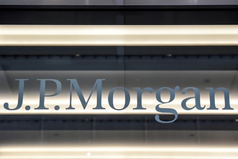 FILE PHOTO: A J.P. Morgan logo is seen in New York City, United States