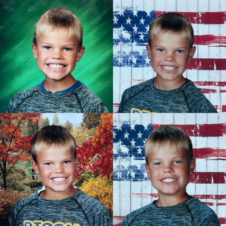 Ben Ness, a North Dakota 10-year-old who wears a shirt representing his favorite college each year for picture day.