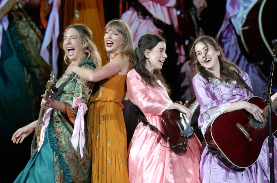 Taylor Swift and Haim play at The Eras Tour in Santa Clara, California