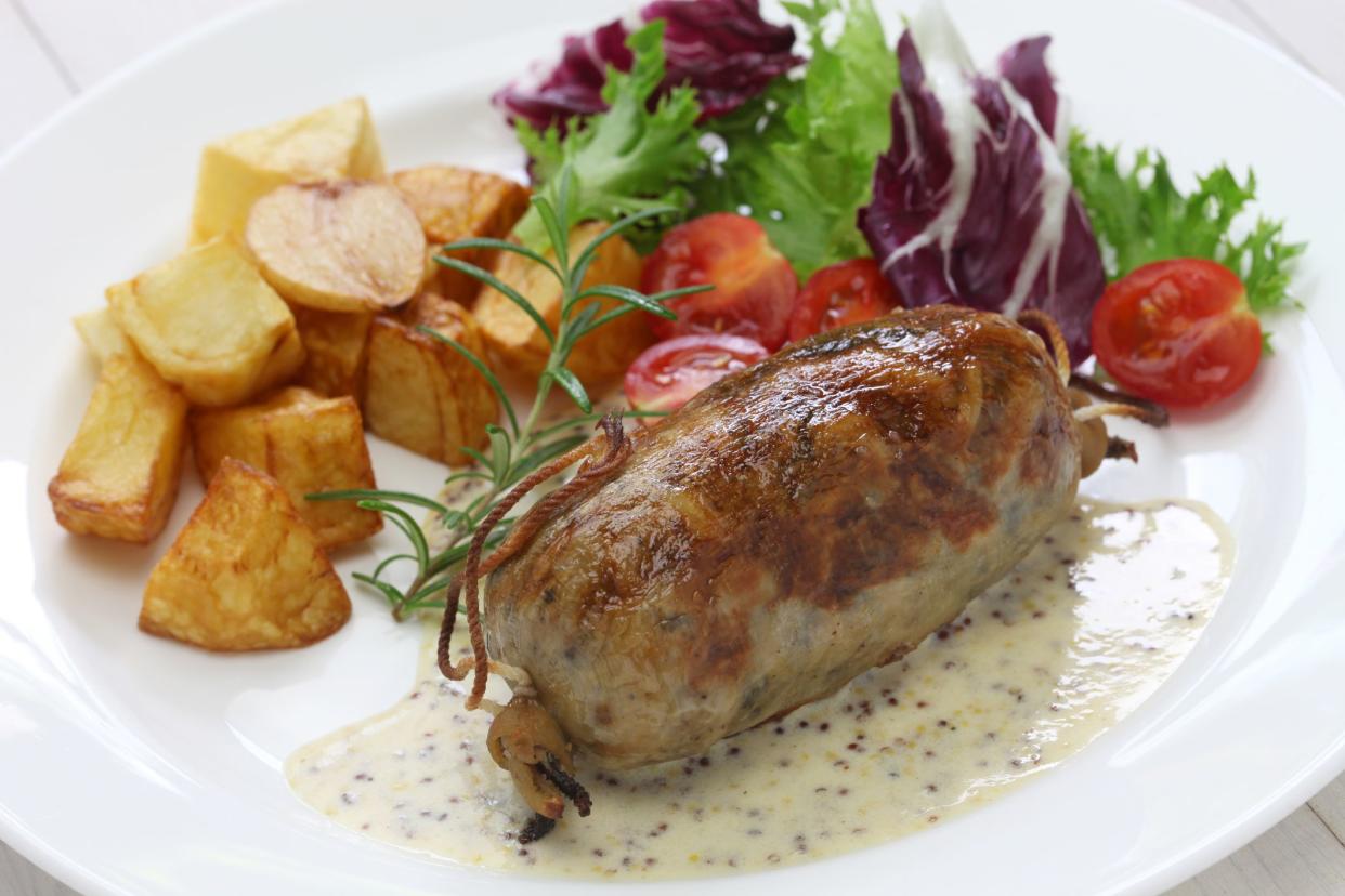 Andouillette With a Side of Potatoes and Salad