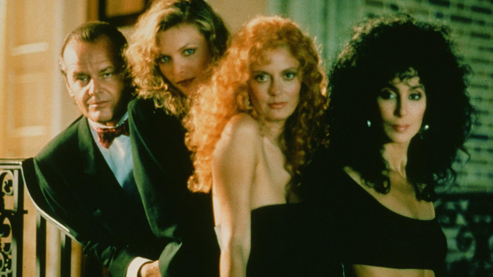 Jack Nicholson, Michelle Pfeiffer, Susan Sarandon and Cher pose for the Warner Bros movie 