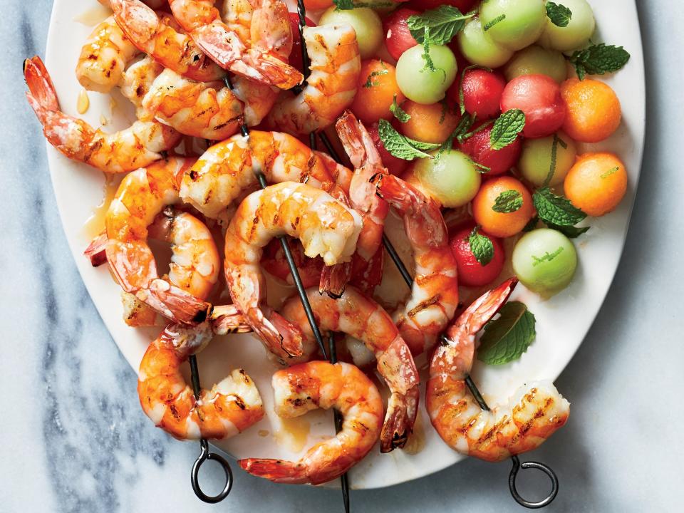 Monday: Shrimp Kebabs With Mint and Melon Salad